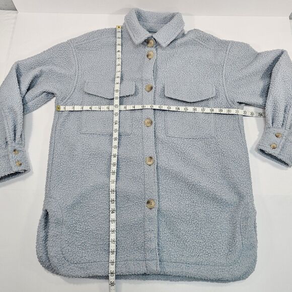 H&M Oversized Teddy Fleece Shacket Light Blue, Women's Size Small, Button Front - Picture 5 of 6